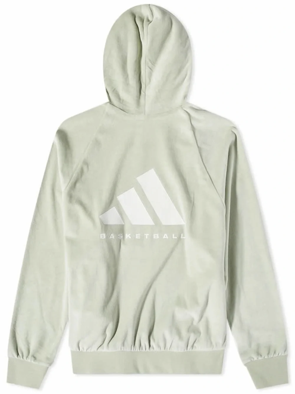 Adidas Men's Basketball Velour Back Logo Hoody in Halo Green S